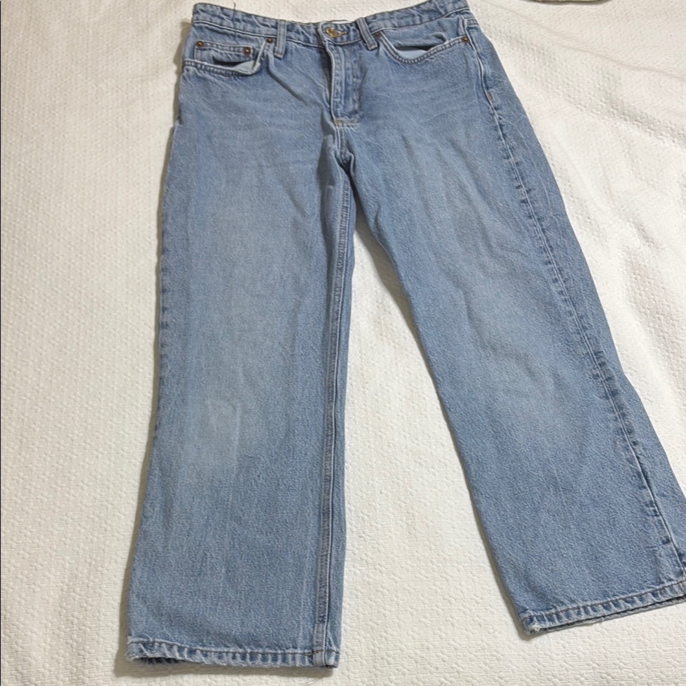 Zara Blue Flare Wide Leg Jeans